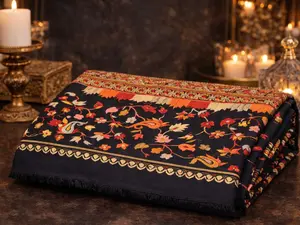 Authentic Kashmiri Kani Shawl Teal Rust Paisley Handwoven Luxury Heritage Pashmina Wrap with Intricate Floral Threadwork for Formal Events | esthetic boho large winter scarf