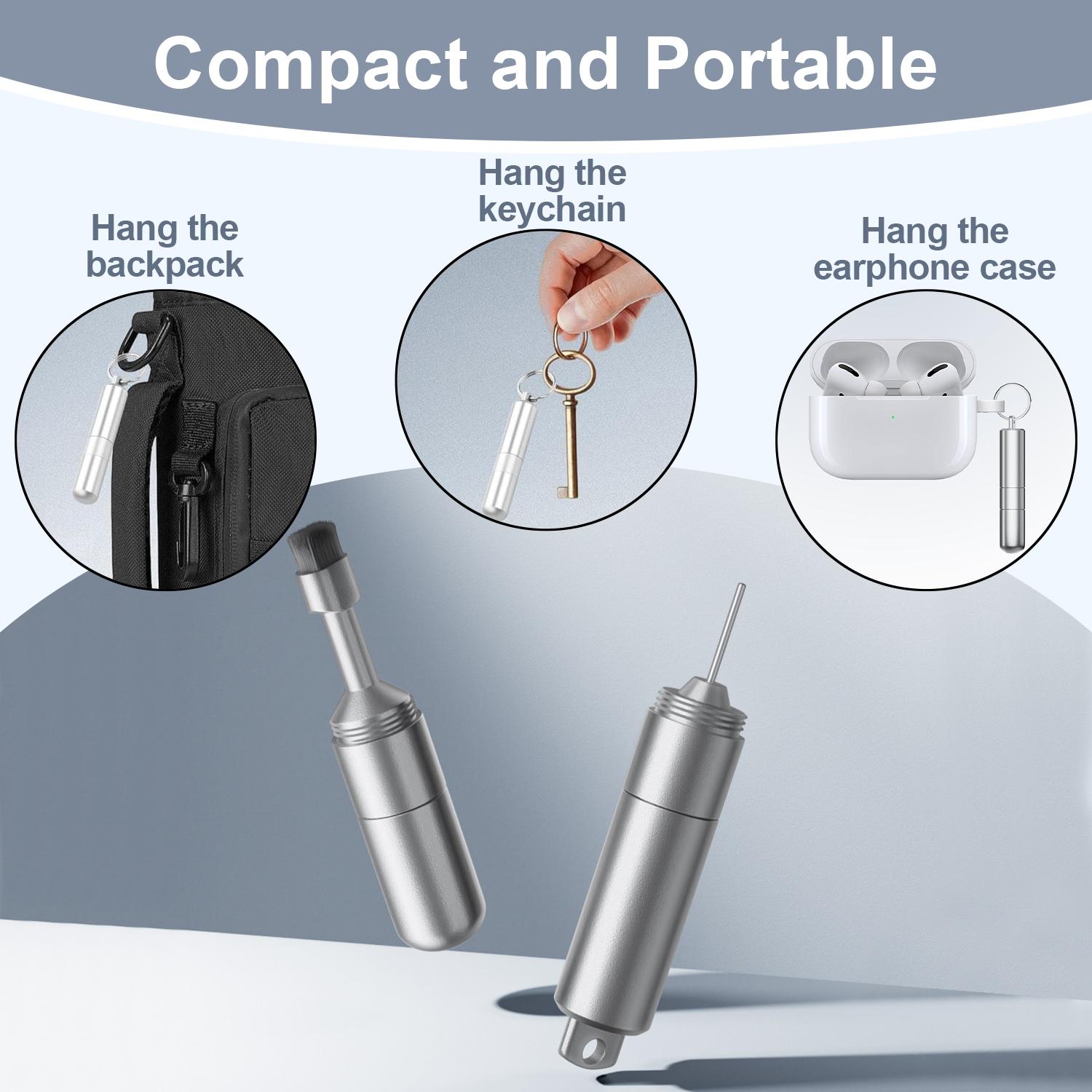 VAYWET SIM Card Tray Removal Tool with Cleaning Brush, 2 in 1 SIM Ejector Pin & Cleaning Brush Keychain EDC Portable Keychain Eject Pins Reset Needle Opener Cleaning Pen Aluminum Alloy Cleaning Tool for iPhone For Airpods Pro  Earphone Dust Removal