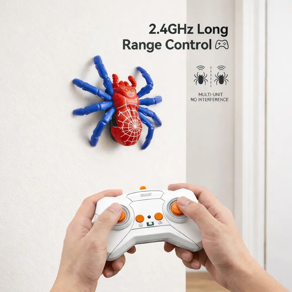 Remote Control Artificial Spider Robot - 8 Moving Legs, Glowing LED Eyes, Halloween Prank Toy, Prank Moment Party Gag Gift for Kids