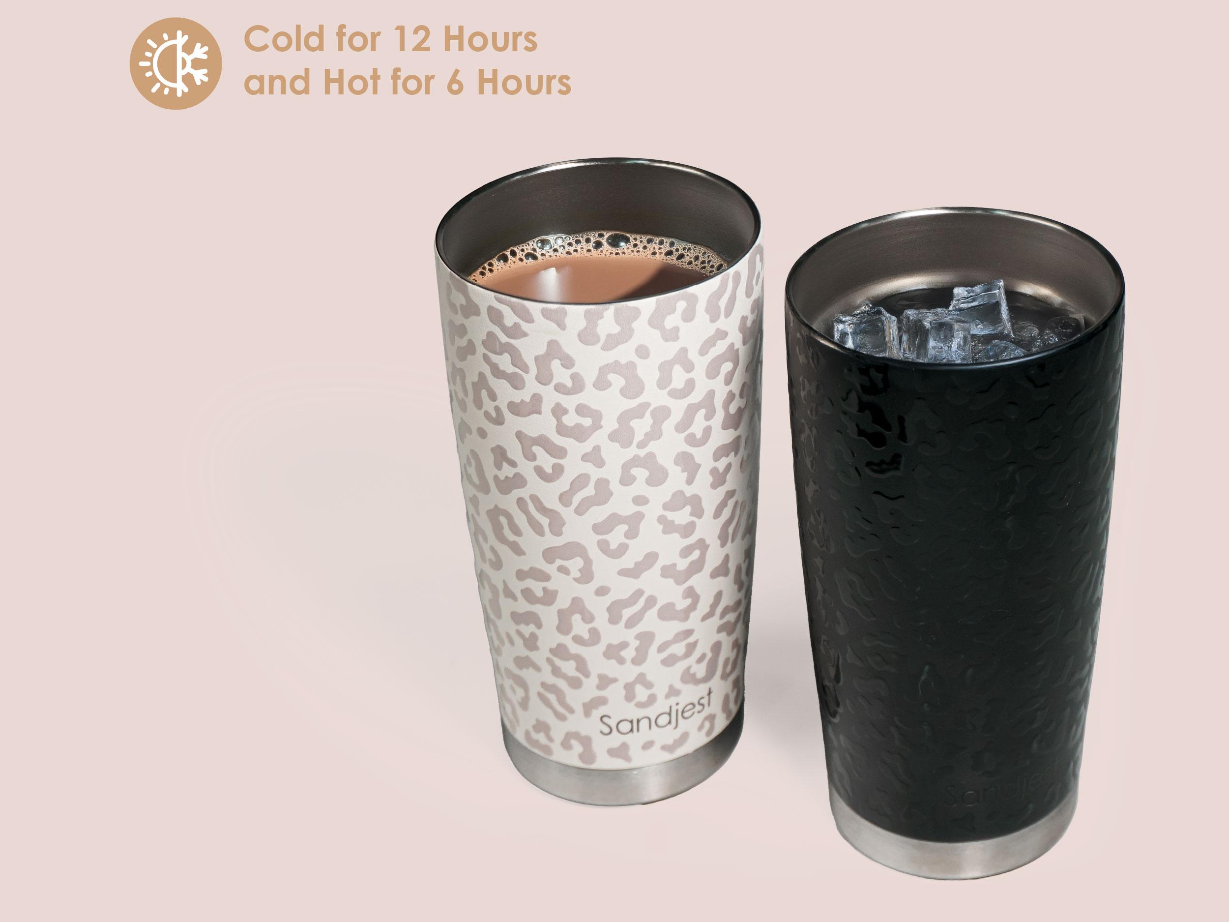 SANDJEST 20oz Stainless Steel Coffee Tumbler with Lid, Insulated Vacuum Flask Travel Mug, Aesthetic Gift for Friends Women Girls Teens Mother's Day