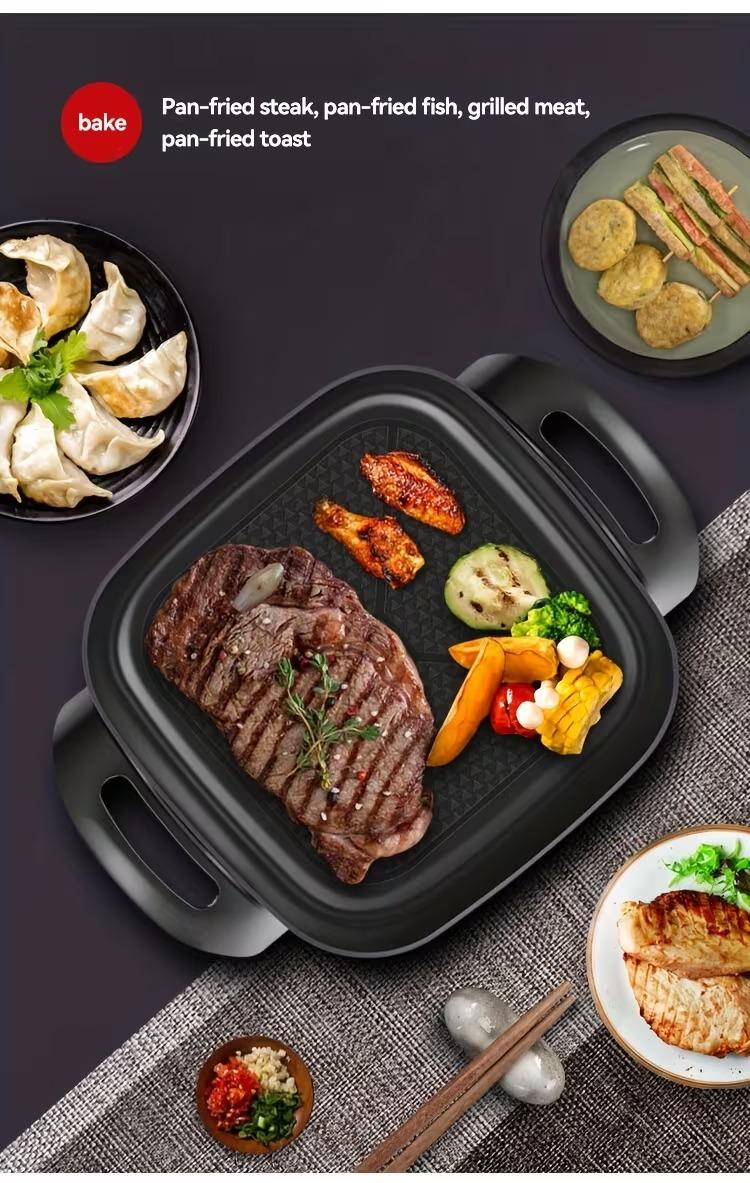 TANLOOK Electric Skillet with Lid, 16"x12"x 5" Scratch Resistant, Easy Pour Spout Dishwasher Safe, Non-stick Electric Skillet with Glass Vented Lid, Adjustable Temperature, Black
