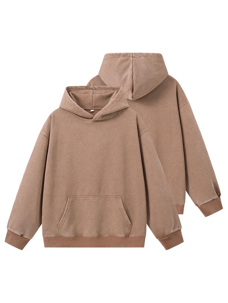 CCCMAI Men's Solid Color Loose Fit Hooded Sweatshirt Regular Fit Casual Long Sleeve Hoodie for Fall & Winter Men's Clothing for Everyday Wear with Quality Hem and Cuff Design Menswear Tops Pullover