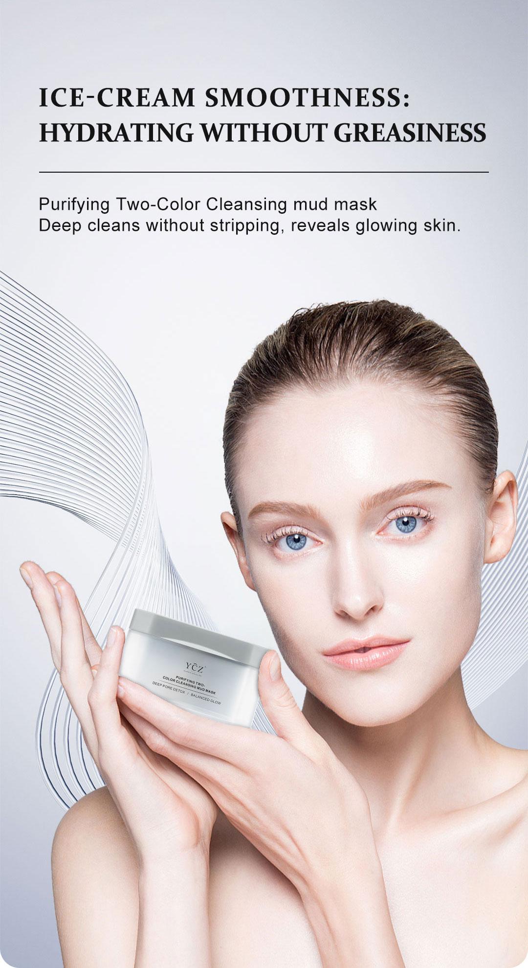 YCZ Purifying Two-Color Cleansing Mud Mask - Dual Clay Face Mask for Deep Pore Detox Oil Control & Hydrating Glow