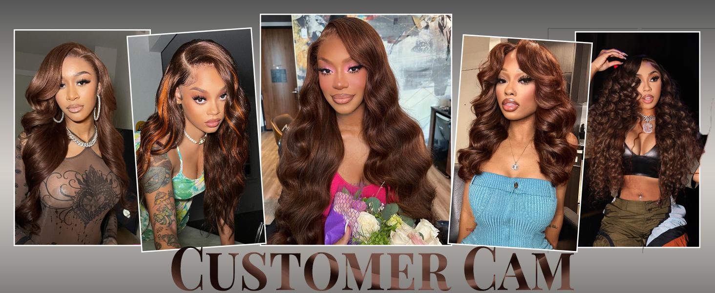 Bling Hair Chocolate Brown Lace Front Wig Human Hair 180 Density 13x6 13x4 Hd Body Wave Lace Front Wigs Human Hair Pre Plucked Colored Frontal Wigs Human Hair Brown Wig Human Hair Wigs for Women