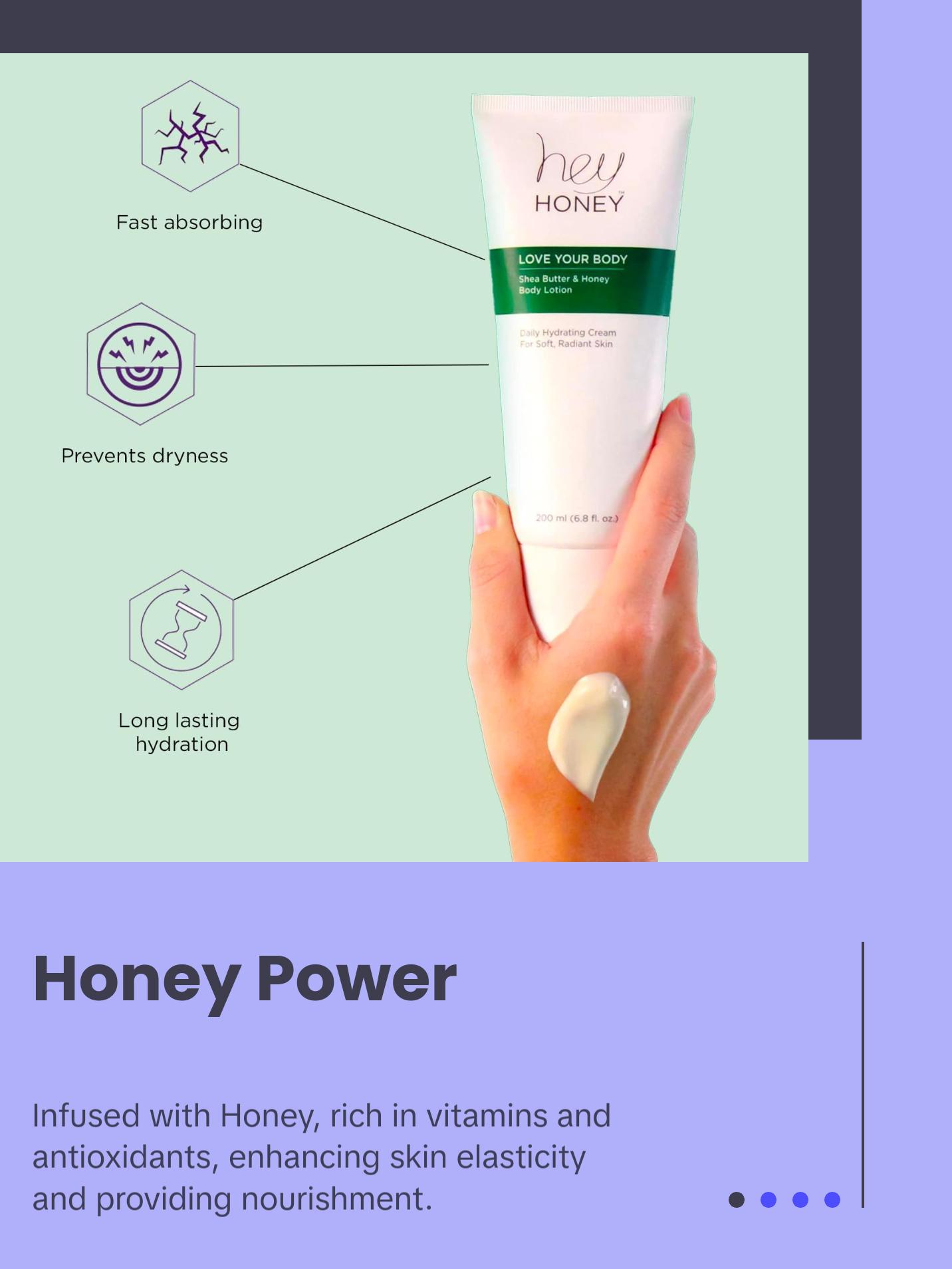 Hey Honey Love Your Body Shea Butter & Honey Body Lotion |Body Moisturizing For Dry Skin Softens & Replenishes & Provides A Natural Glow & Skin Elasticity