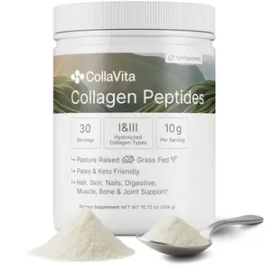 CollaVita Collagen Peptides - Hydrolyzed Types I & III for Skin Hair Nail Joint Support Unflavored