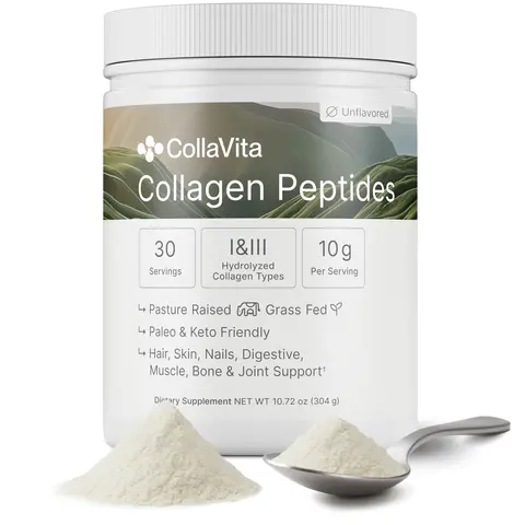 CollaVita Collagen Peptides - Hydrolyzed Types I & III for Skin Hair Nail Joint Support Unflavored