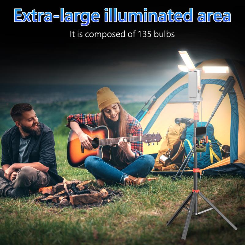 3-Head LED Camping Light with 10000mAh Power Bank - Portable Rechargeable Work Light with 67" Adjustable Stand & Detachable Tripod for Outdoor, Emergency, Camping, Fishing, Garage 3-Head LED Camping Light with 10000mAh Power Bank - Portable Rechargeable Work Light with 67" Adjustable Stand & Detachable Tripod for Outdoor, Emergency, Camping, Fishing, Garage