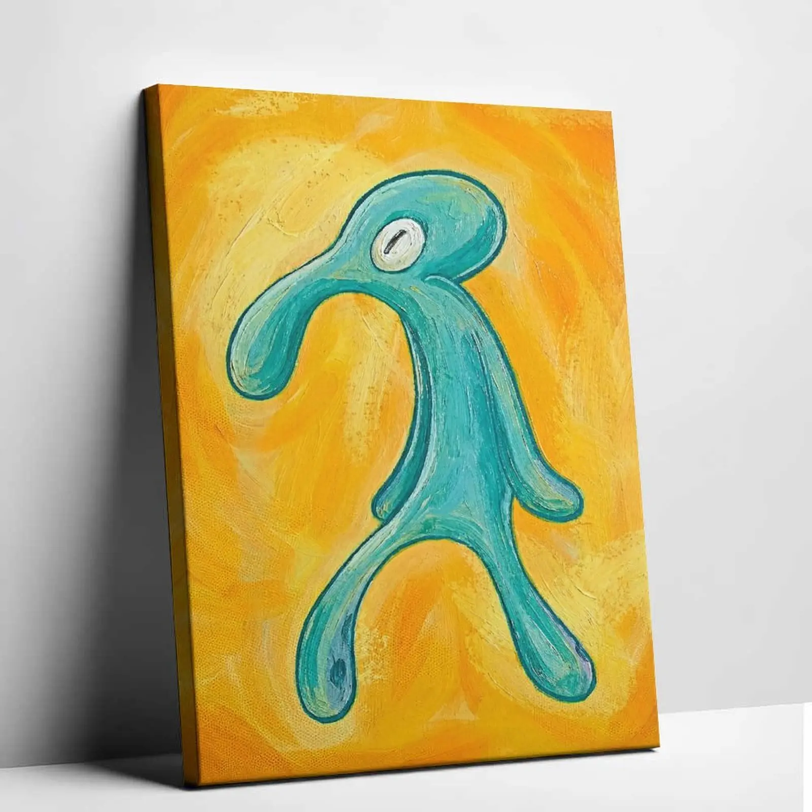 Squidward Bold-and-Brash Unframed Canvas Poster - SpongeBob Cartoon Character Comic Painting, Unique Decor, Dorm Decor, Above Bed Wall Decoration Items
