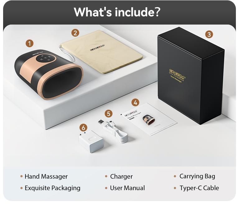 [Plus Model] CINCOM Upgraded Hand Massager (BLACK), Cordless Hand Massager with Heat for Gifts
