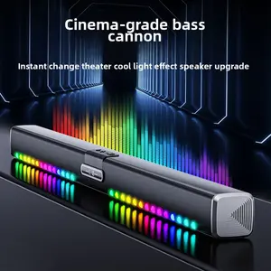 HUICHANG 10-Speaker RGB Soundbar – Wireless Bluetooth 5.3 Slim 34.6” Design, 300W Peak Power, Deep 9D Bass, TWS Stereo, Piano Black Finish, AUX/USB/Coaxial Inputs, Perfect for Home Theater, TV, Gaming & Party Smartphone Audio
