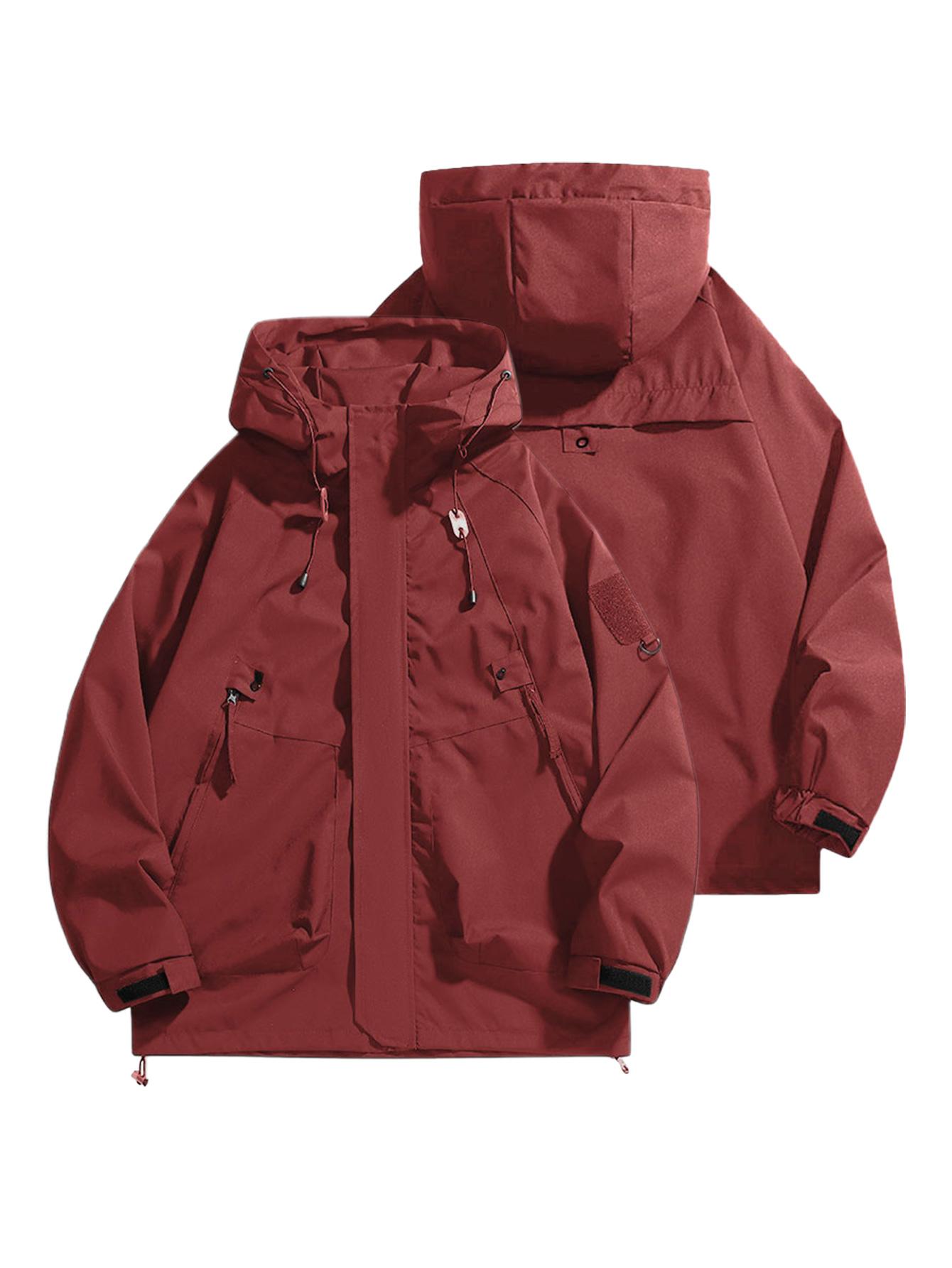 CCCMAI Men's Windbreaker Jacket with Hood Zippered Pockets & Adjustable Drawstrings Regular Fit Spring Fall Outdoor Workwear for Hiking Camping Casual Wear Hiking Gear Functional Design Durable Fabric