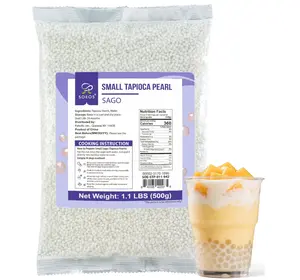 Soeos Small Tapioca Pearls for Asian Desserts, Bubble Tea, and Puddings, Quick-Cooking Sago Ball, Non-GMO, Gluten-Free,1.1 lbs (500g)