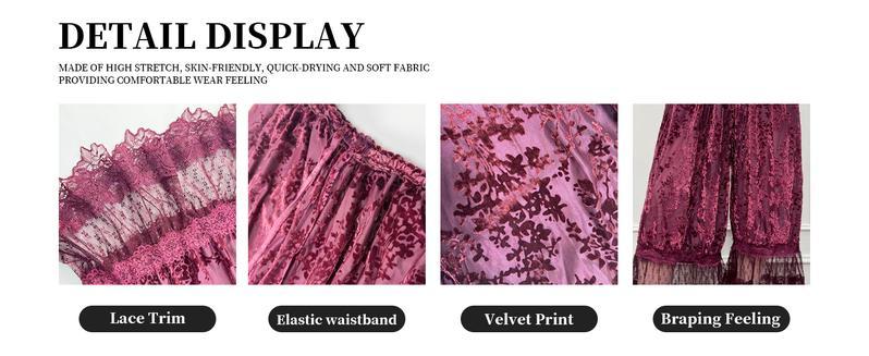 Mundoven Women Lace Trim Long Bloomers Y2k Floral Ruffle Elastic Mid Rise Pettipants Cropped Flared Slips Pants