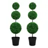 Artificial Flower Topiary Set of 3FT-4FT UV-Protected Triple Ball Faux Boxwood Trees, Hand-Formed Spheres, Low-Maintenance Greenery, Artificial Plant Decor for Entryways, All-Weather Indoor/Outdoor Home Supplies (Saves More Time)
