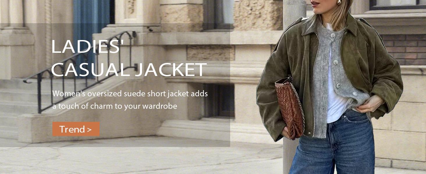 SCUSTY Women's Faux Suede Bomber Jacket Oversized Streetwear Y2K Lapel Long Sleeves Motorcycle Coat