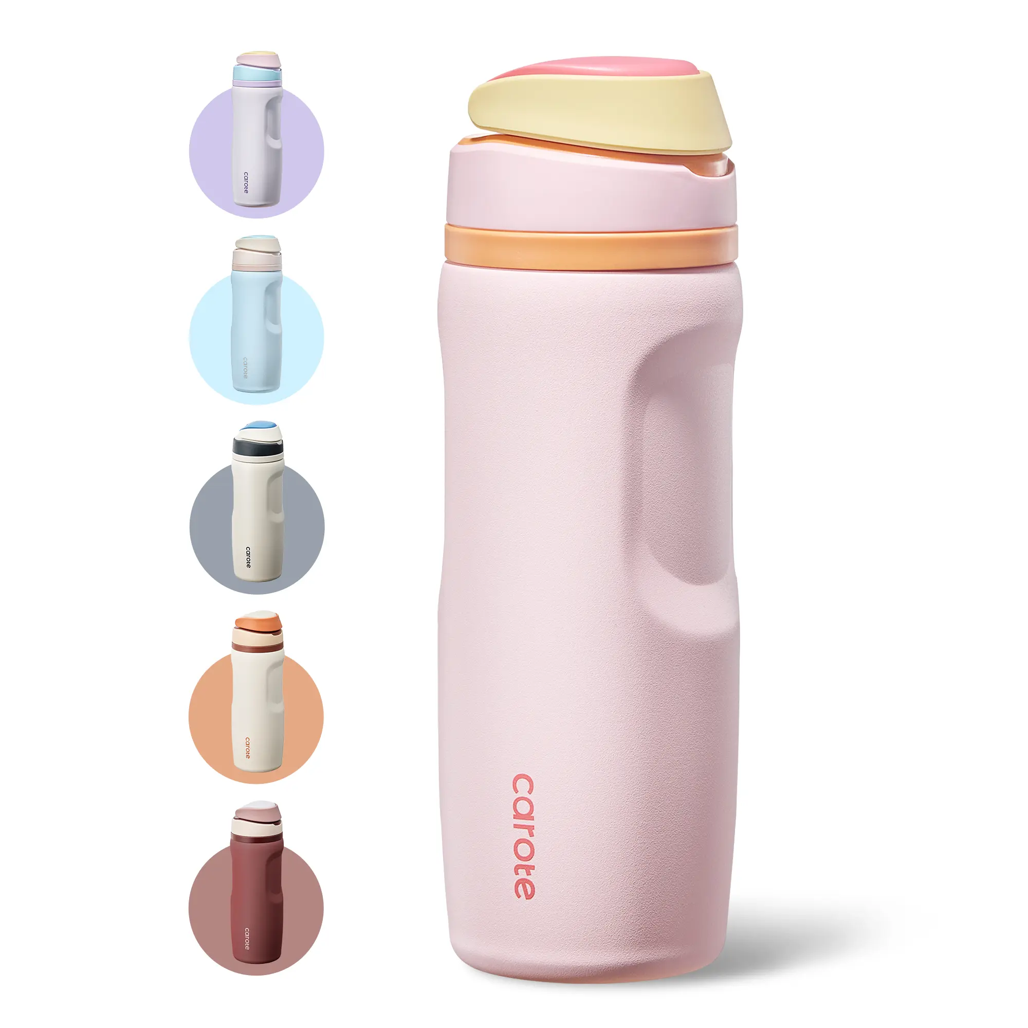 [CAROTEGO] 26oz-32oz Insulated Stainless Steel Water Bottle, Wide Mouth Flask with Pop-up Straw, Carry Handle, Dishwasher Safe, Multi-Color Choice Insulation Container, Containers, Flasks