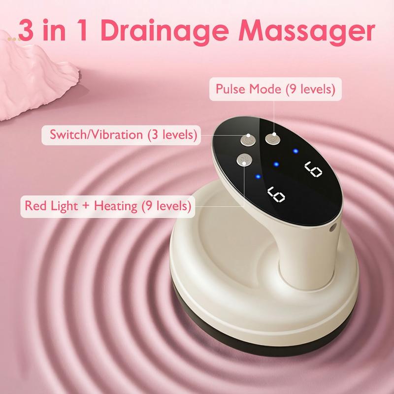 VUFVOID 3 in 1 Electric Handheld Massager with Heat and Vibration, Drainage & Anti Swelling GuaSha Tool For Belly Legs Full Body, Gift for Mom