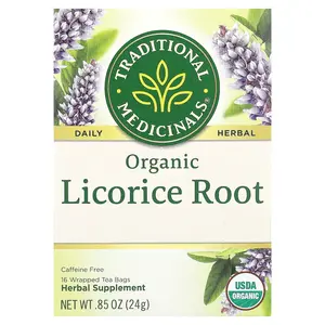 Traditional Medicinals Organic Licorice Root, Caffeine Free, 16 Wrapped Tea Bags,  0.85 oz (24 g)