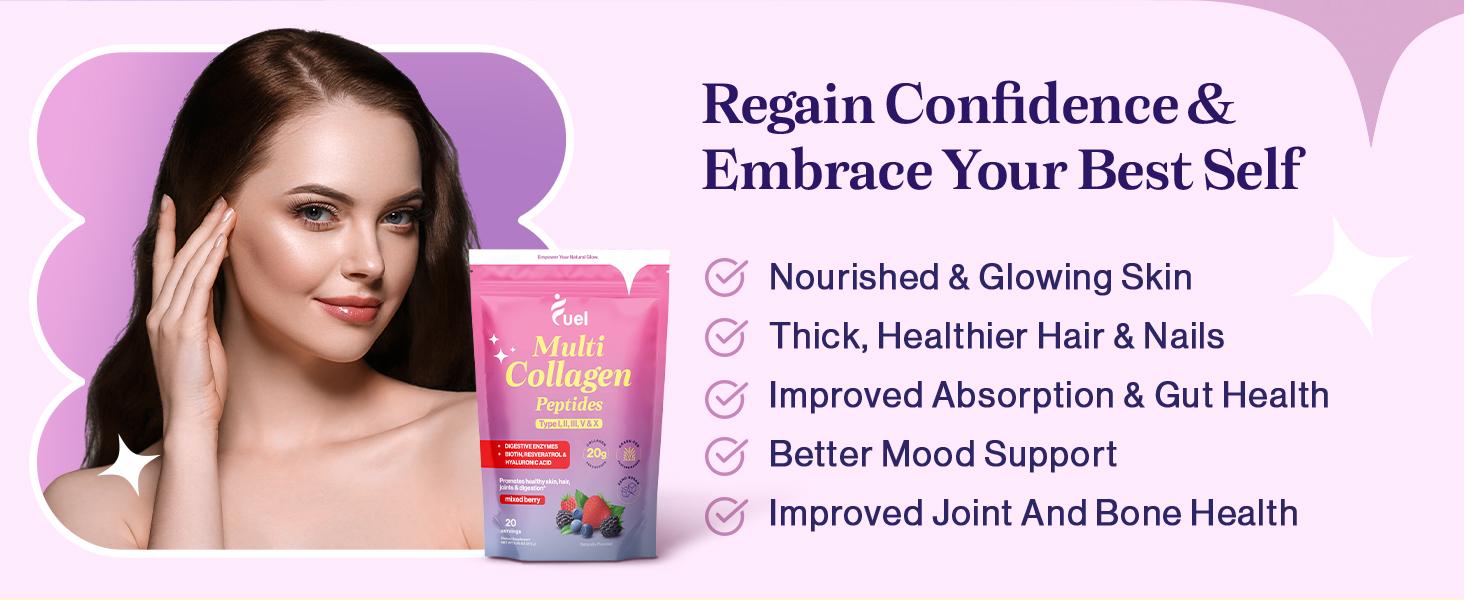 Fuel Multi Collagen Peptides Hydrolized ALL IN ONE Beauty Powder 10 Ingredients for Glowing Skin Healthy Hair & Nail Care GMO-Free Dietary Supplement Mixed Berry Flavor 11g Protein Digestive Enzymes Biotin Resveratrol Hyaluronic Acid Fuel Multi Collagen Peptides Hydrolized ALL IN ONE Beauty Powder 10 Ingredients for Glowing Skin Healthy Hair & Nail Care GMO-Free Dietary Supplement Mixed Berry Flavor 11g Protein Digestive Enzymes Biotin Resveratrol Hyaluronic Acid