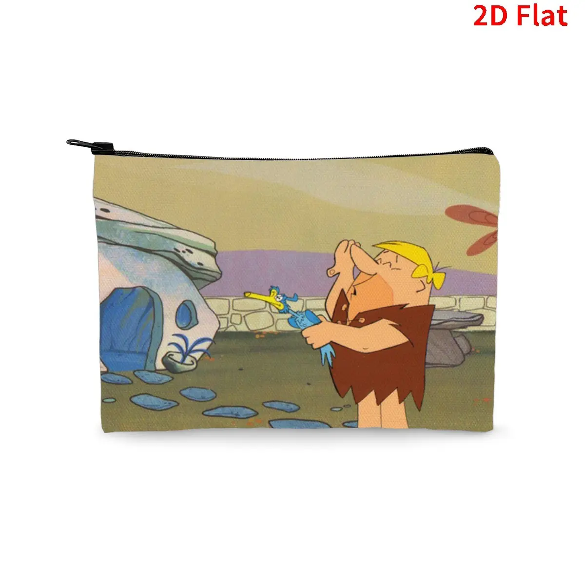 Vintage The Flintstones Fred Flintstone Cartoon Cosmetic Bag - Cute Zippered Makeup Pouch for Travel & Daily Organizer, Ideal Gift for Retro Cartoon Fans