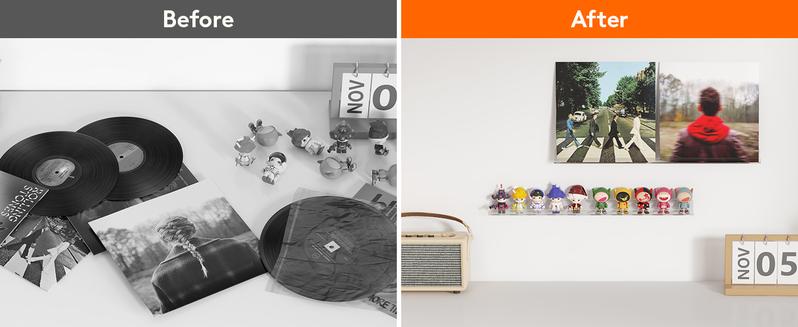 Lifewit Floating Shelves for Vinyl Record, Acrylic Wall Shelf Room Decor for Book/Photo/Picture Storage in Bedroom, Living Room, Bathroom