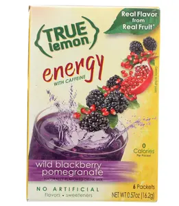 True Lemon (Energy Drinks) Wild Blackberry Pomegranate, Instant Powdered Drink Mix, 6 Count (Pack of 4)