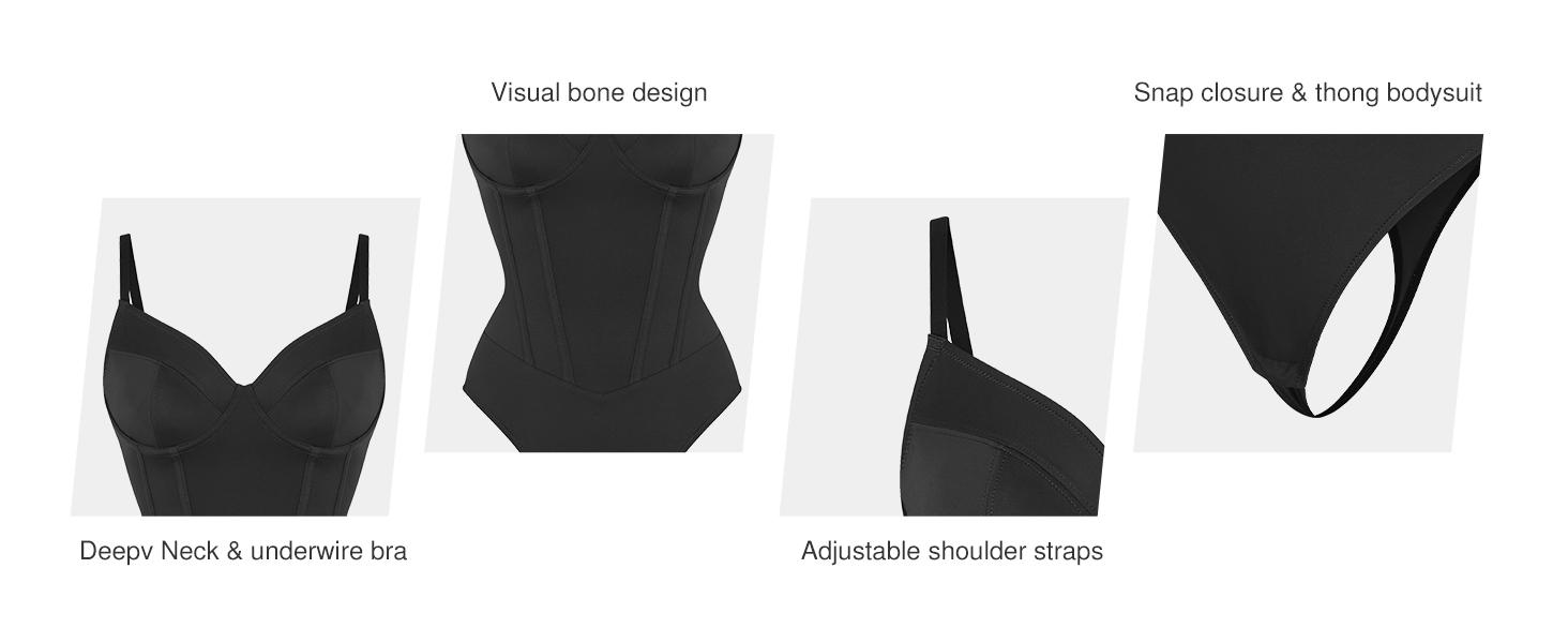Popilush The Shapewear Bodysuit Corset Style Thong Bodysuits  Womenswear Tops Clothing Underwear Spaghetti Strap-Creator Live