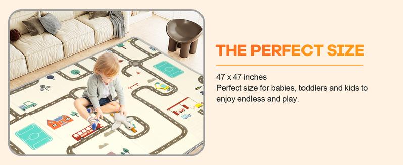 Foldable Baby Play Mat, Travel, Indoor and Outdoor Mat, Tummy Time and Crawling Mat for Infants, Babies, Toddlers, Easy to Storage and  (47'' X 47'')