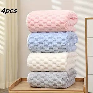 4-Pack Waffle Weave Ultra-Soft Bath Towels, Super Absorbent and Quick-Drying, Individually Packaged, Suitable for Bathroom, Spa, Gym, and Hotel Use, Bath Towel, Shower Essential, Quick-Dry Fabric, Face Towel, Bath Towel, Large Bath Towel, Bath