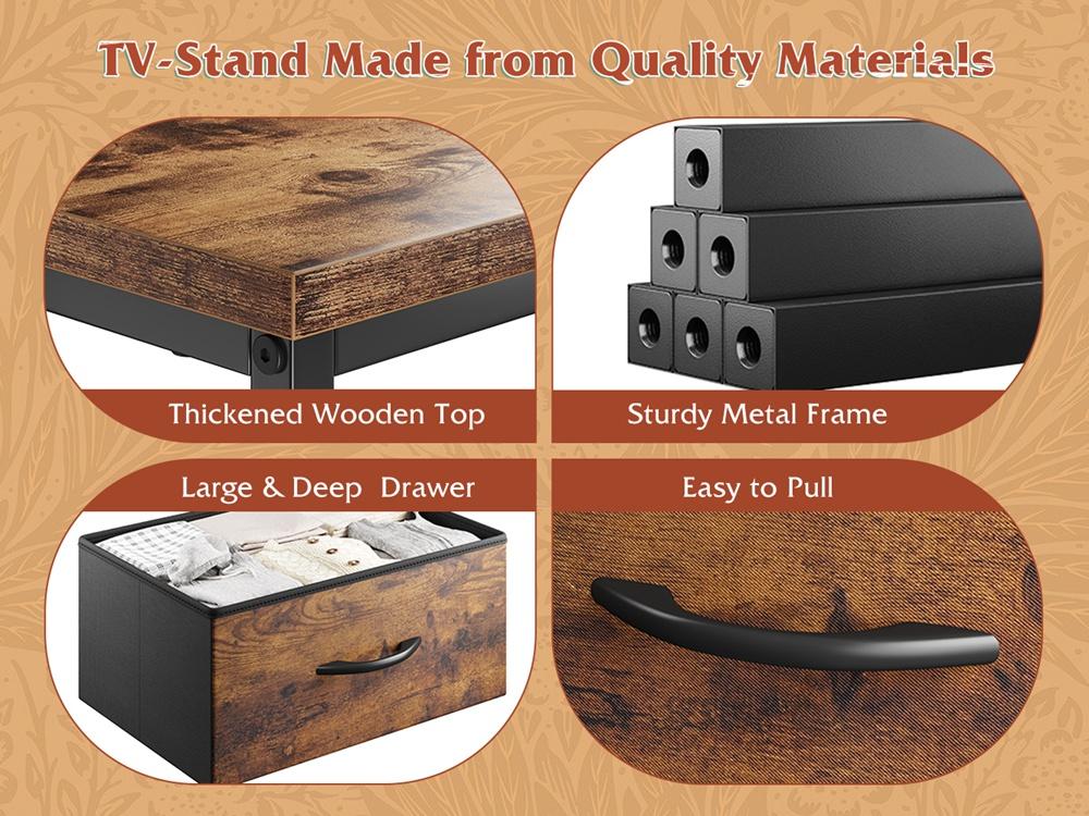 【Storage  LED TV Stand】 Raybee 5 Drawers Dresser & TV Stand for Living Room,Dresser for Bedroom Chest of 5 Drawers Cabinet TV Stand with LED Lights Entertainment Table with Built-in Power Outlets USB Ports for Hallway,43''W × 12''D × 31‘’H