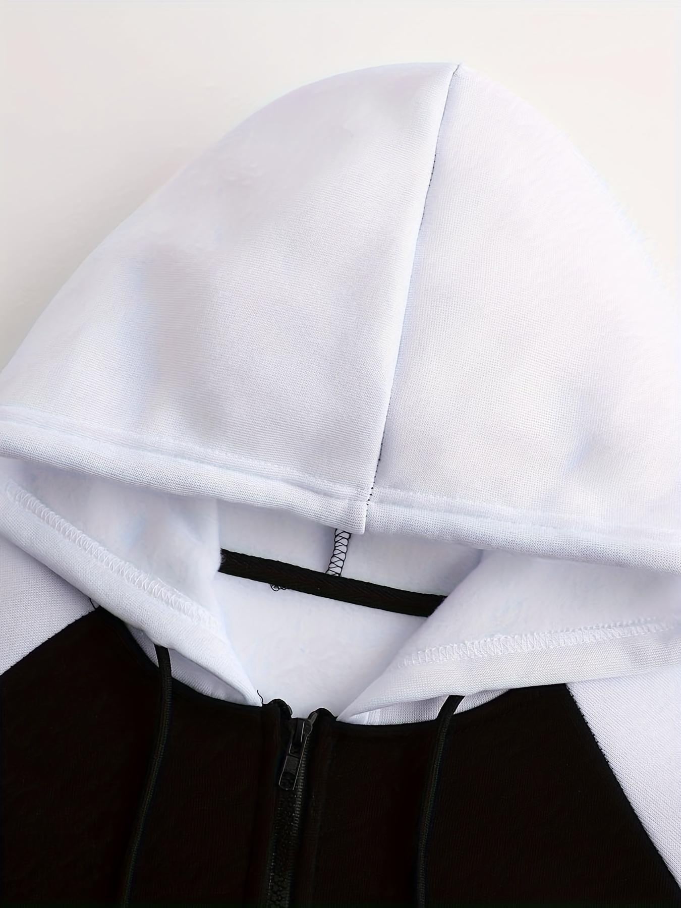 Fashionable Men's Color Block Hooded Sports Set – Zippered 2-Piece Casual Sportswear, Suitable for Everyday Wear