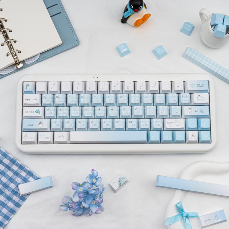 Ergonomic keycaps COOMICKEY Creamy Keycaps Set 145 Keys PBT Dye Sublimation Snowman Shape Blue Custom Keycap for 61/64/87/104/108 Cherry MX Switches ISO ANSI Layout Mechanical & Gaming Keyboard