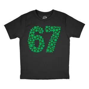 Youth Funny T Shirts 6 7 Clovers Sarcastic St Patricks Day Viral Tee For Kids Funny T Shirts Saint Patrick's Day Tops for Kid Funny Meme Short Sleeve Novelty Tees for Kids Black - 6