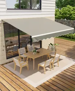 13 ft x10 ft Retractable Awnings for Patio, Manual Patio Awning for Outside with Sturdy Aluminum Frame, Fade and Tear Resistant Fabric, Crank Handle, for Patio, Deck, Garden, Grey