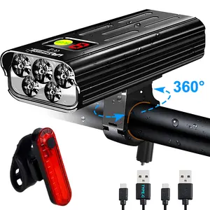 Bike Lights for Night Riding, 4000 Lumen Super Bright Bicycle Headlight and Tail Light Set with LCD Dispaly, USB-C Rechargeable Waterproof LED Bike Light Front and Back for Road Mountain Cycling