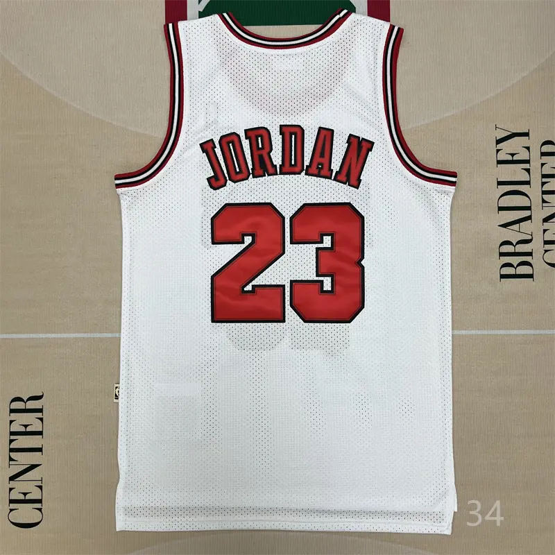 MJ stitched Men's Sleeveless Basketball Jersey White 1997-98