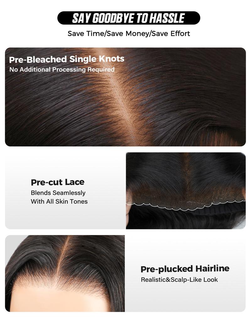 OQ HAIR Chestnut Brown Layered Cut Straight Wear Go Wigs 180% 220% Density 7x5 Lace Front Wigs Color Human Hair