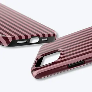 Burgundy & Pink Stripe iPhone Case Glossy Slim Tough Cover For iphone 17 pro case 16 max plus air 15 14 13 & For Samsung Galaxy S25 S24 Ultra Galaxy A15 A16 5G Google Pixel with Polycarbonate TPU Impact Resistance A beautiful gift Protective Durable