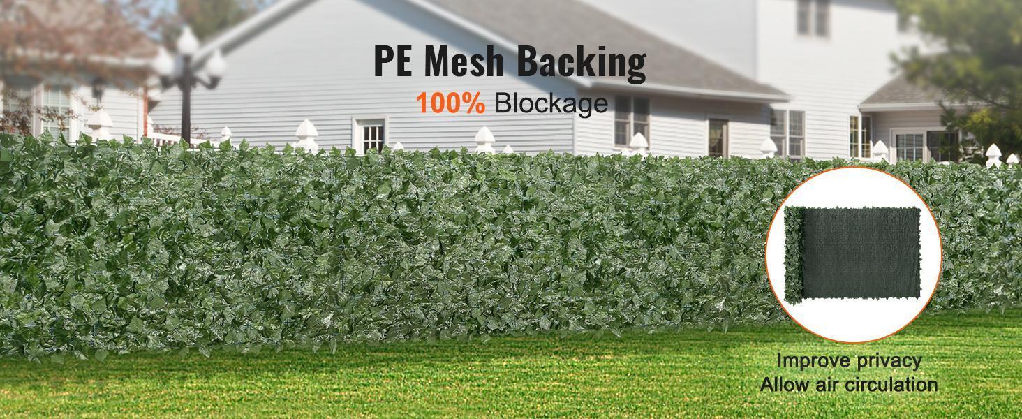 VEVOR Ivy Privacy Fence, 59 x 158in Artificial Green Wall Screen, Greenery Ivy Fence w/ Mesh Cloth Backing and Strengthened Joint, Faux Hedges Vine Leaf Decoration for Outdoor Garden, Yard, Balcony