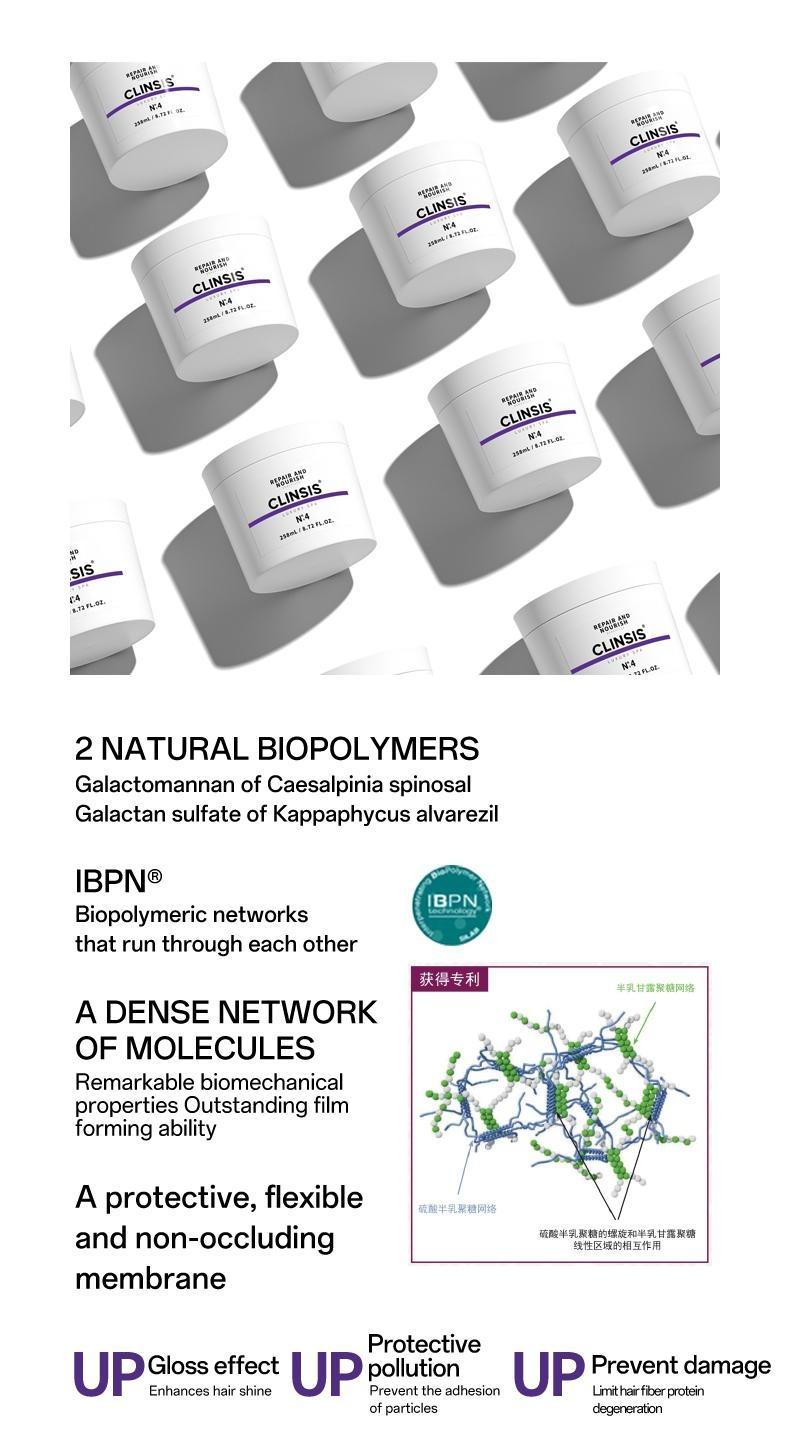 CLINSIS Nº4 Hair Mask - Luxurious Repair, Shiny Hair with Moroccan Argan Oil & French Marula Oil - 258ml - Nourish, Smooth, Repair, Long Lasting Fragrance Aroma Organic Protective Barrier Sandalwood Haircare Scent Salon Scented anti-Frizz Treatment