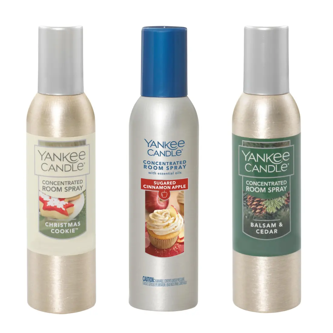 Yankee Candle Concentrated Fragrance Scent Room Spray - Christmas Wish Variety Pack, Travel Size 1.5 Oz (Pack of 3) Cookie Freshener, Aroma for Home & Bathroom Odor Eliminator