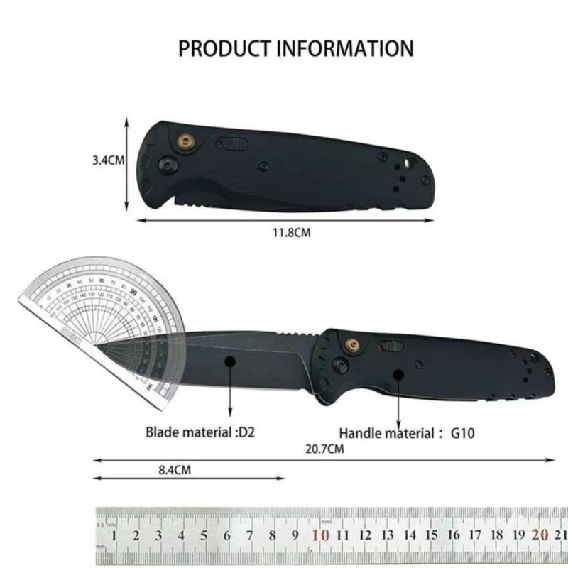Utility Button Lock Folding Knife D2 Battlewash Blade G10 Handle Multifunctional Cutlery Tool for Outdoor Fishing Camping EDC