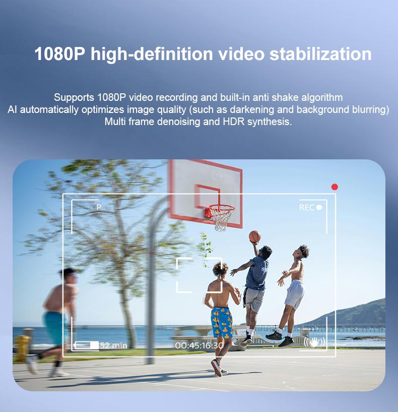 Smart Bluetooth Glasses with Camera, 1080p Video Recording Wearable Glasses, Multifunctional Wireless Audio Glasses with Headphone, Outdoor Sports Camera Sunglasses with Intelligent Voice Assistant, Anti-blue Light Protection Eyeglass