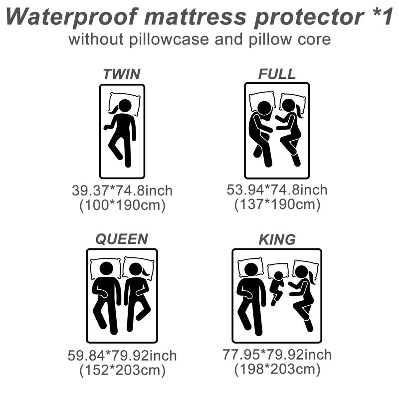 Raybee Waterproof Mattress Protector Queen Size, Washable & Durable Mattress Cover, 6-16'' Deep Pocket Mattress Pad , Fitted Sheet For Bedroom, Guest Room, Collage Dorm,Hotel,Dust Proof