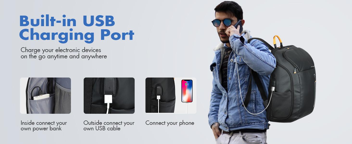 Business Backpack for Men-Waterproof Backpack fit 17.3 Inch Laptop, Nylon Travel Backpack with USB Charging Port Anti-Theft Pocket, 30L elite bag