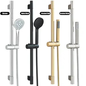 Bathroom Handheld Shower Spray with 59inch Hose Adjustable Black Shower Slide Bar with Handheld Shower Head, Slide Bar Combo,Chrome,Brushed Gold,Brushed Nickel