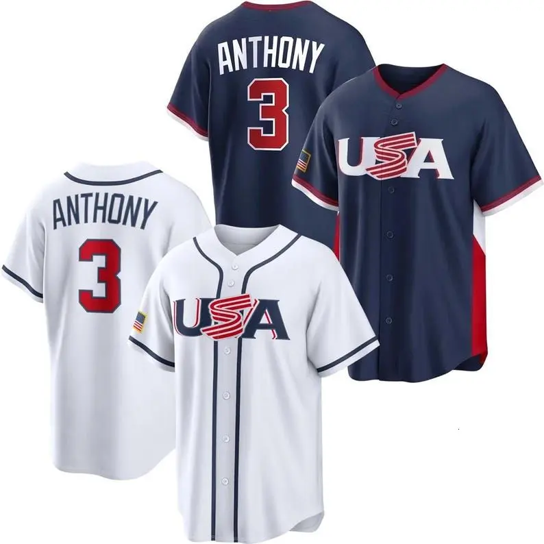 Roman Anthony Jersey USA 2026 World Baseball Classic Navy/White STITCHED Shirt Men/Youth Size