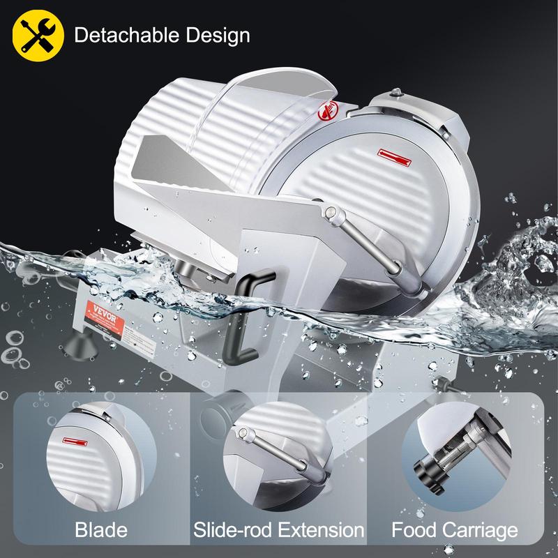 VEVOR 240W Commercial Meat Slicer, Electric Deli Food Slicer, 10" Carbon Steel Blade Electric Food Slicer, 350-400RPM Meat Slicer, 0 - 0.47 inch Thickness Adjustable for Commercial and Home Use VEVOR 240W Commercial Meat Slicer, Electric Deli Food Slicer, 10" Carbon Steel Blade Electric Food Slicer, 350-400RPM Meat Slicer, 0 - 0.47 inch Thickness Adjustable for Commercial and Home Use