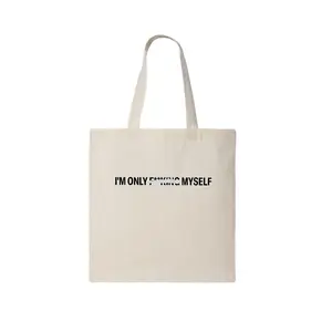 LoLa Young Sarcastic Quote Canvas Tote Bag, I'm Only Fking Myself Funny Meme Tote Bag